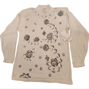 90s Beaded mock turtleneck sweater